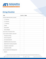 ATI's Hiring Checklist